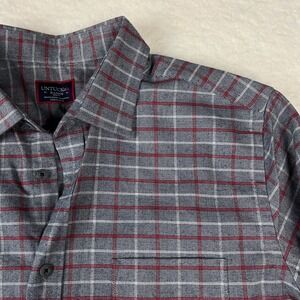 UNTUCKit Mens X-Large Slim Fit Plaid Button Down Shirt Gray Red Long Sleeve